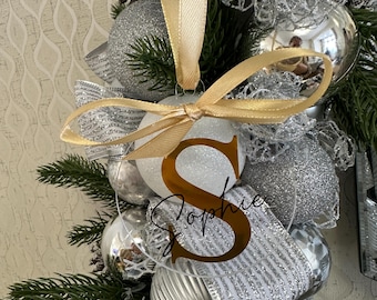 Personalised Initial Bauble | Custom Christmas Ornament | Name & Initial Tree Decoration | Personalised Christmas Bauble Gift Keepsake