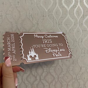 Personalized Acrylic Disneyland Ticket | Surprise Trip Reveal, Keepsake Gift image 5
