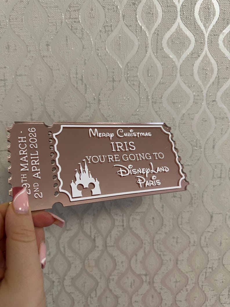Personalized Acrylic Disneyland Ticket | Surprise Trip Reveal, Keepsake Gift image 5