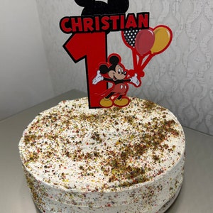 Personalised Mickey Mouse 1st Birthday Cake Topper | Custom Disney Party Decoration | Baby Boy First Birthday Cake Décor | Kids Cake Topper