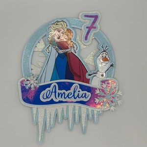 Custom Frozen Cake Topper | 3D Elsa & Anna Birthday Decoration | Personalised Disney Princess Party Supplies | Girls Frozen Cake Topper