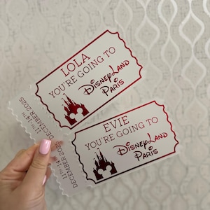 Personalized Acrylic Disneyland Ticket | Surprise Trip Reveal, Keepsake Gift image 1
