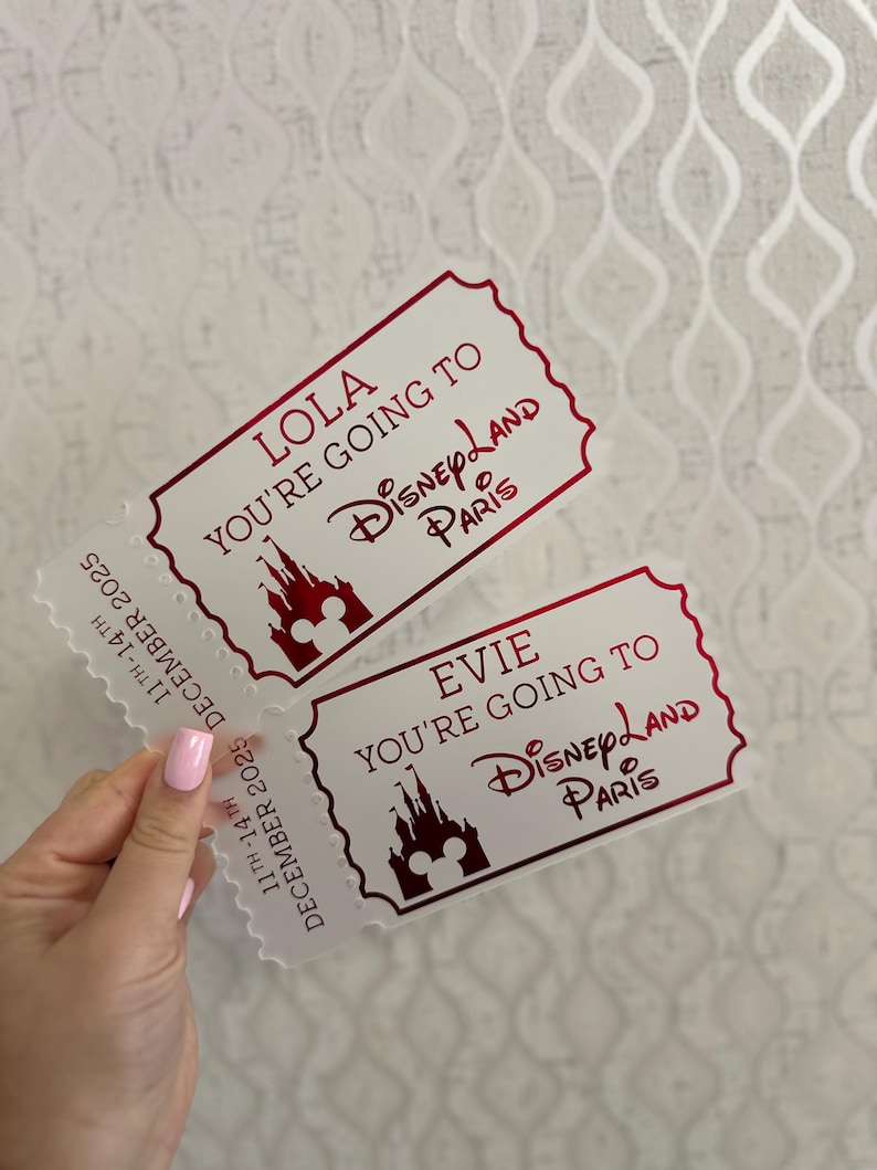 Personalized Acrylic Disneyland Ticket | Surprise Trip Reveal, Keepsake Gift image 1