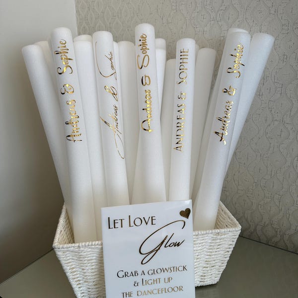 Personalised LED Foam Glow Sticks | 11 Inch Party Favour with Custom Vinyl Decal