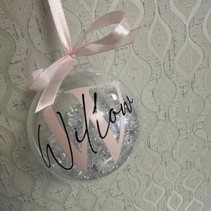 Personalised Crystal Christmas Bauble | Custom Name Ornament | Family Xmas Tree Decoration | Holiday Keepsake Gift | Acrylic Bauble image 3