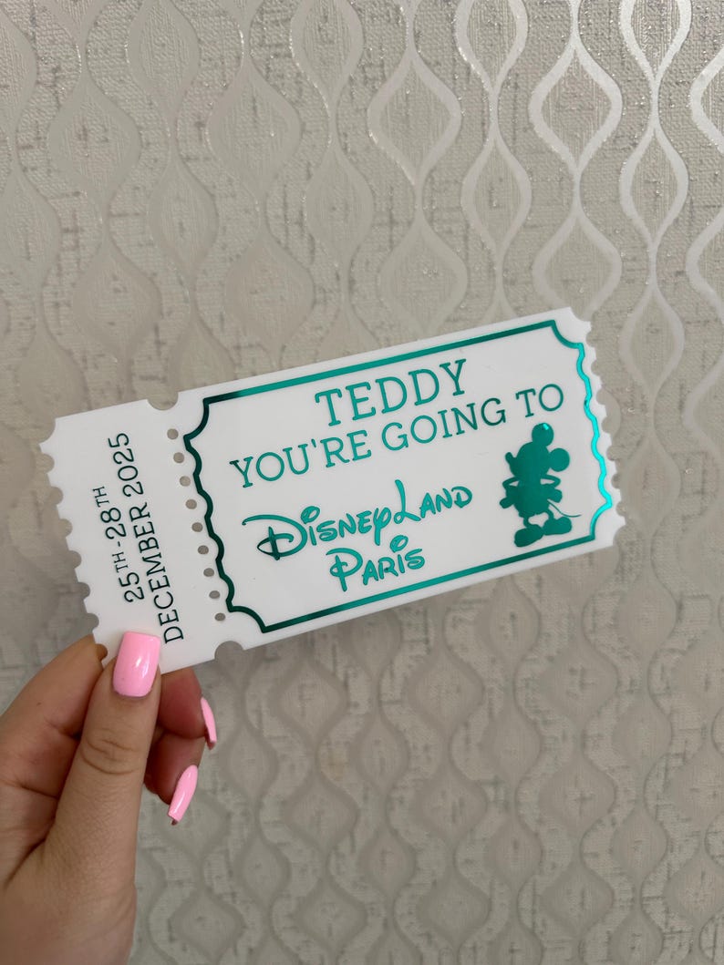 Personalized Acrylic Disneyland Ticket | Surprise Trip Reveal, Keepsake Gift image 10