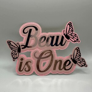 Personalised Butterfly Cake Topper | Pink Glitter Birthday Cake Decoration | Custom Name Party Topper | Girls Birthday Cake Supplies