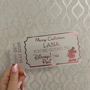 Personalized Acrylic Disneyland Ticket | Surprise Trip Reveal, Keepsake Gift image 7