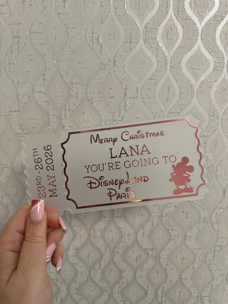 Personalized Acrylic Disneyland Ticket | Surprise Trip Reveal, Keepsake Gift image 7