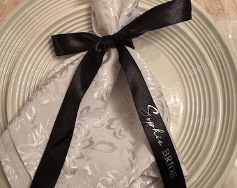 Personalised Satin Ribbon Name Places | Custom Printed Ribbon for Weddings, Bridal Showers | Ribbon Bows & Ties | Wedding Favour Decoration