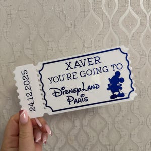 Personalized Acrylic Disneyland Ticket | Surprise Trip Reveal, Keepsake Gift Solid White-Design 1