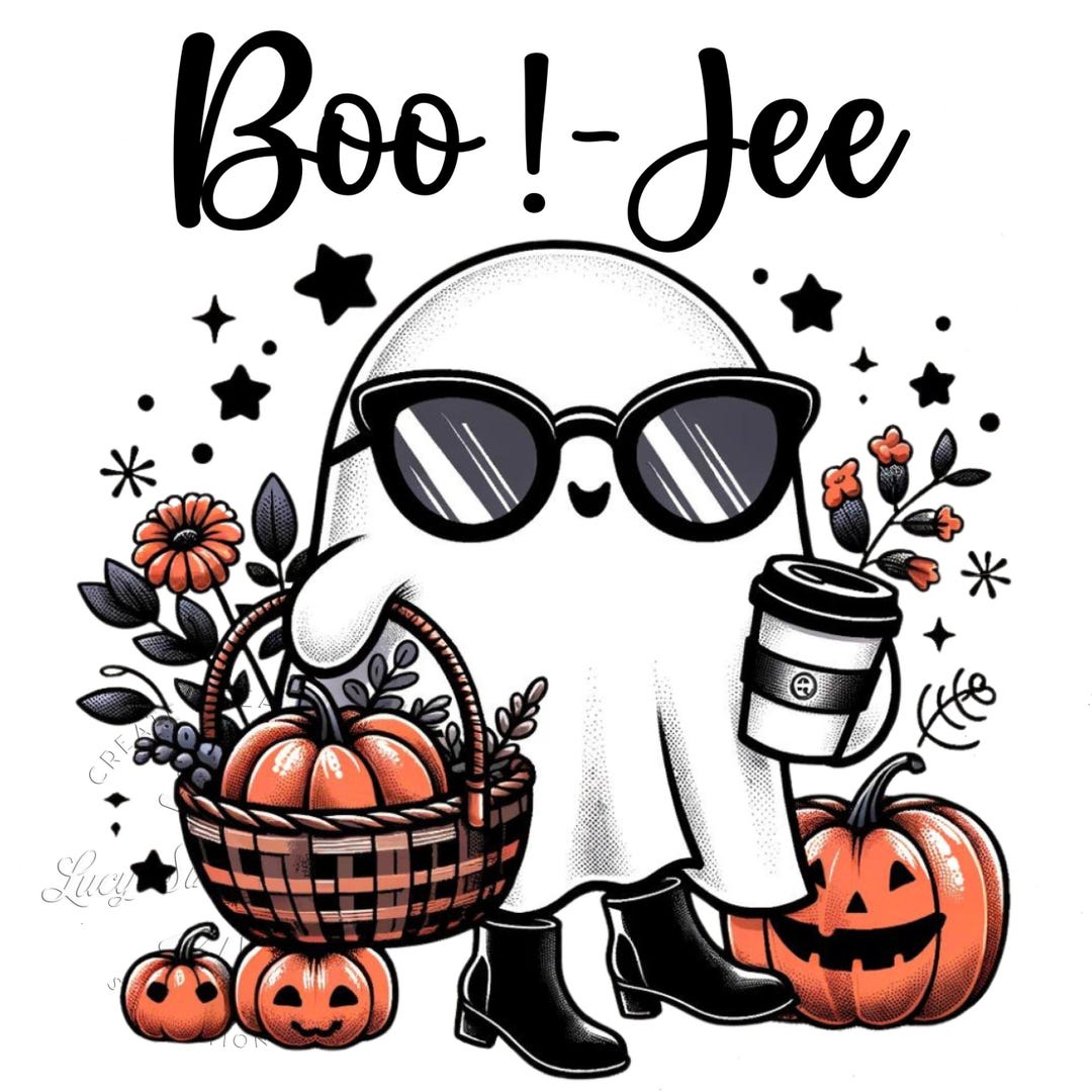 Retro Halloween Ghost PNG: Coffee Boo Jee Design (digital Download) - Etsy
