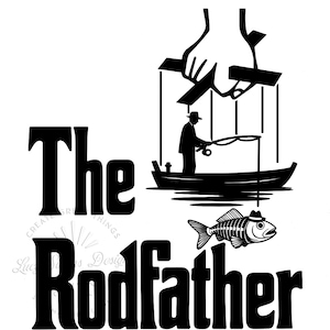 The Rodfather PNG: Fishing Dad Gift, Retro Fisherman Design (Digital Download)