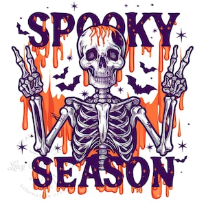Spooky Season Png, Retro Halloween Png, Sarcastic Skeleton Png, Halloween Png, Halloween Sublimation Design, Bats Png, Spooky vibes Png