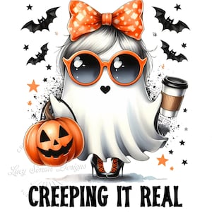 Creeping It Real Png, Ghost Png, Halloween Png, Spooky Season Png, Retro Halloween Png, Trendy Halloween Png, Fall Png, Sublimation Designs
