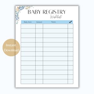 Lista de deseos de registro de bebés / Planificador de embarazo / Planificador de nuevas mamás / Lista de deseos de regalos para bebés / Esenciales para recién nacidos