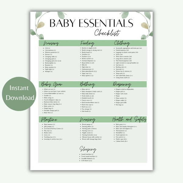 Baby Essentials Checklist | Newborn Essential Checklist | Baby Preparation | Baby Essentials | Baby Registry Checklist | Baby Planning