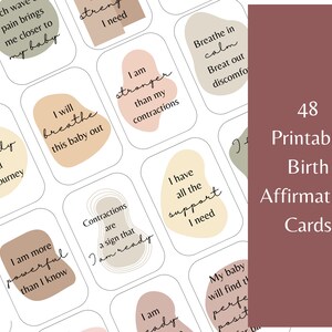 48 Tarjetas de afirmación de nacimiento imprimibles / Nacimiento positivo / Citas de nacimiento positivas / Regalo de baby shower / Imprimible digital / Descarga instantánea