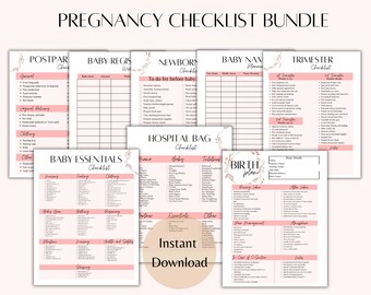 Pregnancy Checklist Bundle | Pregnancy Planner Bundle | Birth Plan Printable | Hospital Bag Checklist | Postpartum Checklist