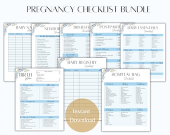 Pregnancy Checklist Bundle | Pregnancy Planner Bundle | Birth Plan Printable | Hospital Bag Checklist | Postpartum Checklist