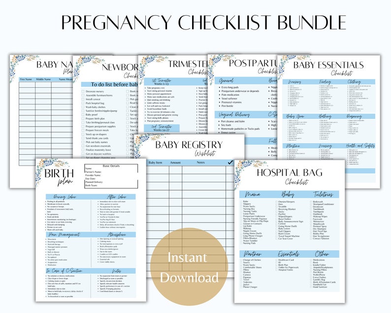 Pregnancy Checklist Bundle | Pregnancy Planner Bundle | Birth Plan ...
