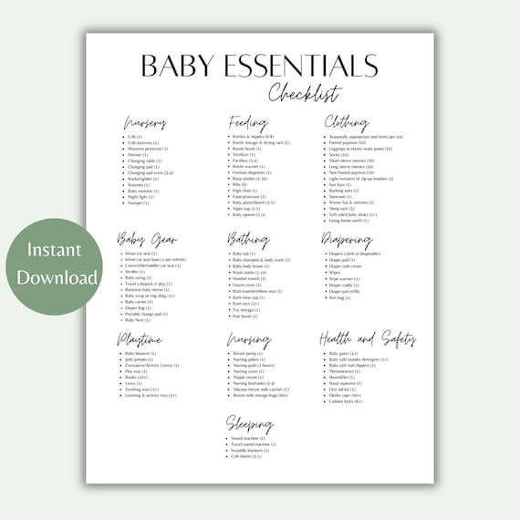 Baby Essentials Checklist | Newborn Essential Checklist | Baby Preparation | Baby Essentials | Baby Registry Checklist | Baby Planning