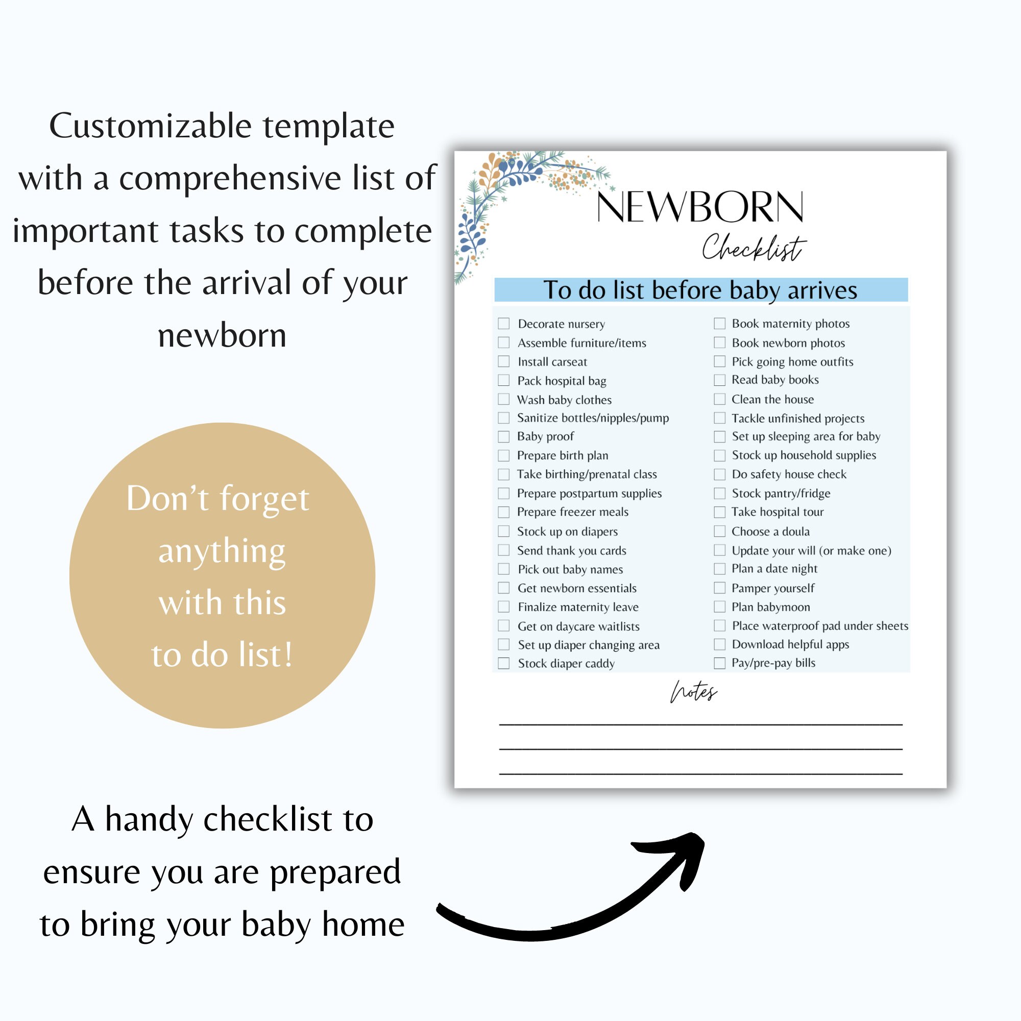 Newborn to Do List Newborn Checklist Baby to Do List Printable ...