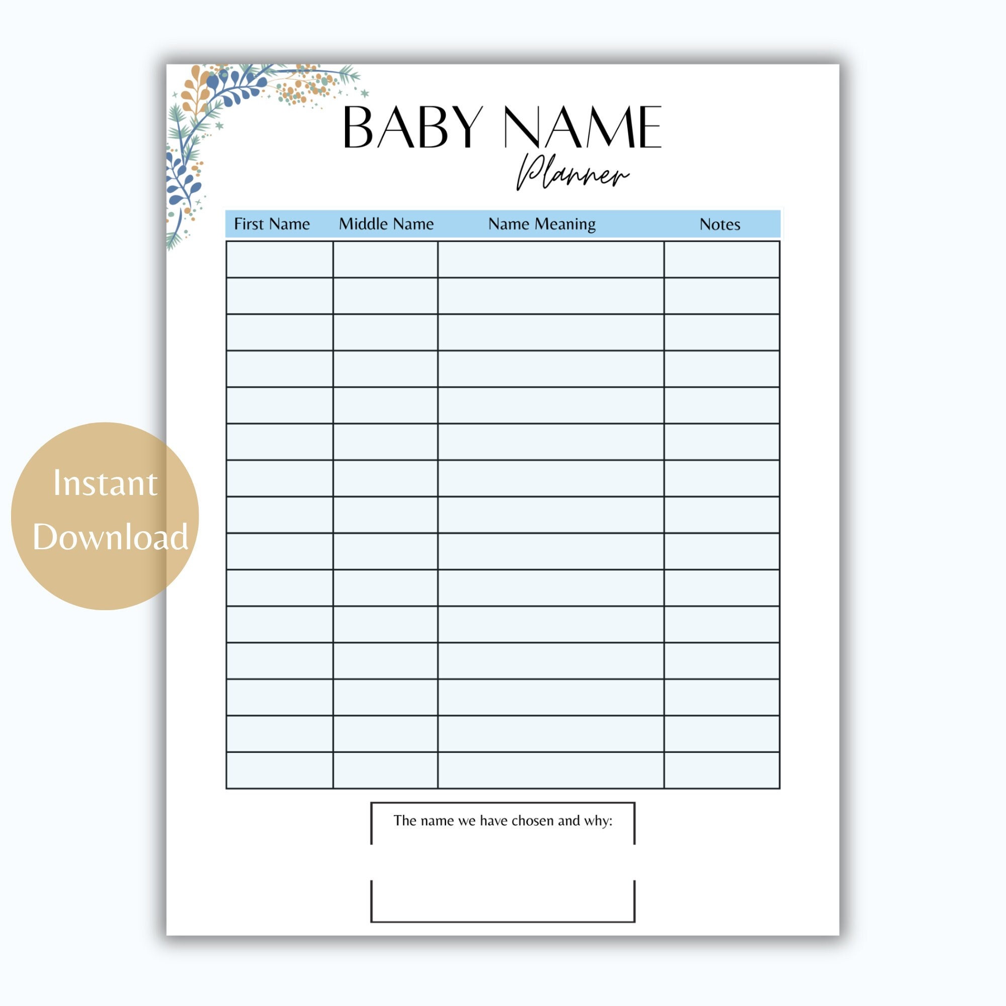 Baby Name Template - Etsy