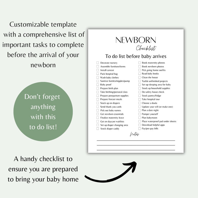 Newborn to Do List Newborn Checklist Baby to Do List Printable