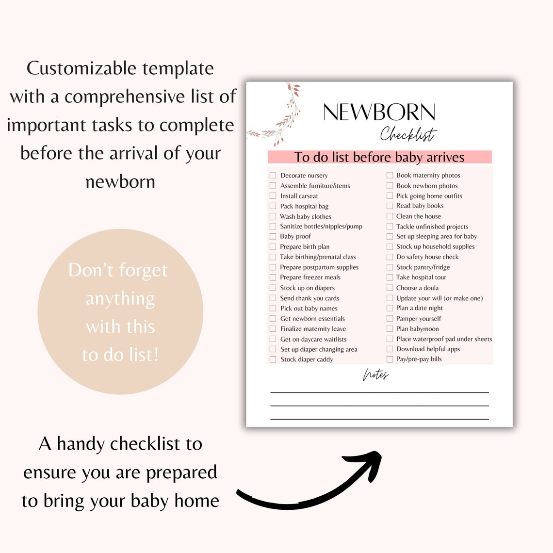 Newborn to Do List | Newborn Checklist | Baby to Do List Printable ...