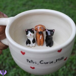 Custom Pet Surprise Mug, 3D Hidden Animal Inside Cup, Personalized Ceramic Dog Mug, Custom Dog Mom Gift, Handmade Pottery Pet Loss Memorial
