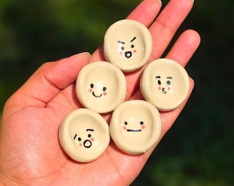 Cute Ceramic Worry Stone, Funny Expression Thumb Stone, Anxiety Relief Fidget Toy, Pocket Hug Token, Mental Health Gift, ADHD Stress Pebble
