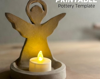 Christmas Angel Candle Holder Pottery Template - DIY Ceramic Mold (PDF)