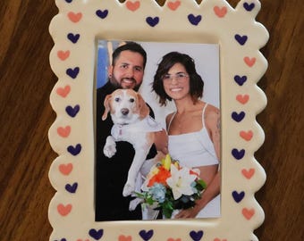 Custom Ceramic Photo Frame, Personalized Picture Frame Magnet, Polaroid Style Ceramic Magnet, Aesthetic Wedding Gift, Handmade Clay Keepsake
