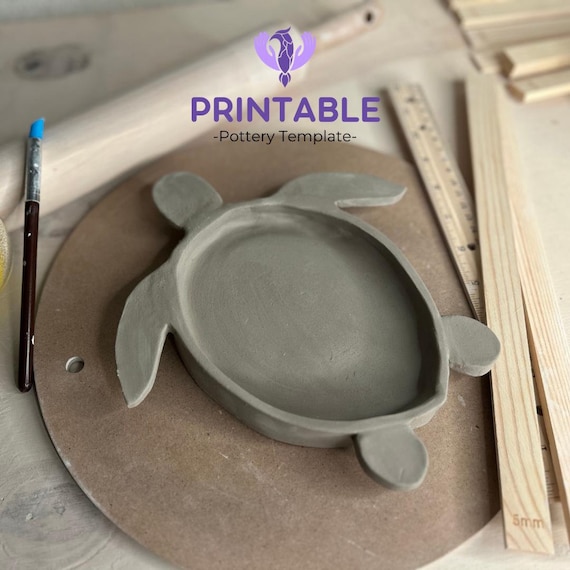 Sea Turtle Dish Pottery Template – Coastal Decor DIY (PDF/PNG)