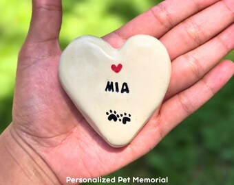 Custom Pet Memorial Ceramic Stone, Personalized Dog Memorial Stone, Ceramic Cat Remembrance Keepsake, Pet Loss Sympathy Gift