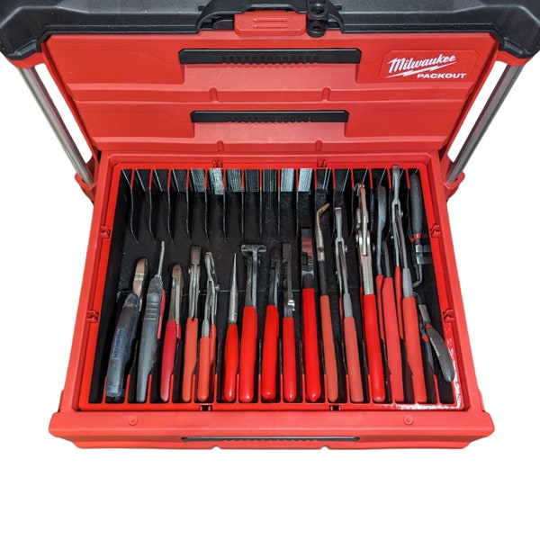 Pliers Organizer Insert for Milwaukee Packout 3-Drawer – Also Fits 2-Drawer & Multi-Depth – Tools Not Included