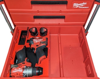 M12 FUEL Drill and Impact Organizer for Milwaukee Packout 3-Drawer – Also Fits 2-Drawer and Multi-Depth – Tools Not Included
