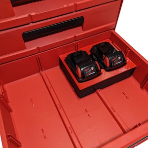 M18 Battery Organizer Insert for Milwaukee Packout – Single Module – Fits 2, 3 and Multi-Depth Drawers – Batteries Not Included