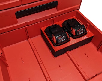 M18 Battery Organizer Insert for Milwaukee Packout – Single Module – Fits 2, 3 and Multi-Depth Drawers – Batteries Not Included