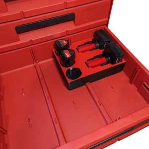 M12 Battery Organizer Insert for Milwaukee Packout – Single Module – Fits 2, 3 and Multi-Depth Drawers – Batteries Not Included