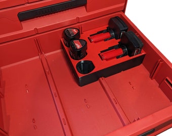 M12 Battery Organizer Insert for Milwaukee Packout – Single Module – Fits 2, 3 and Multi-Depth Drawers – Batteries Not Included