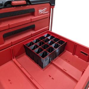 16-Bin Drawer Organizer Insert for Milwaukee Packout – Single Module – Fits 2, 3 and Multi-Depth Drawers – Tools Not Included