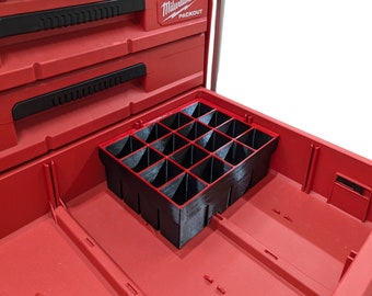 16-Bin Drawer Organizer Insert for Milwaukee Packout – Single Module – Fits 2, 3 and Multi-Depth Drawers – Tools Not Included