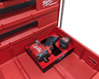 M12 Gen2 Stubby Impact Wrench Insert Organizer for Milwaukee Packout 3-Drawer Tool Box (48-22-8443)