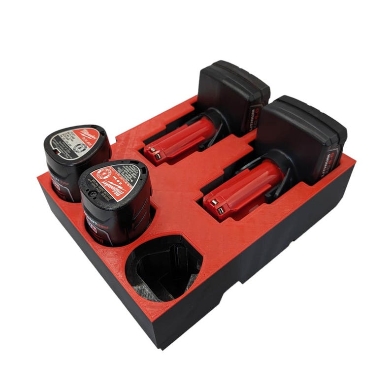 M12 and M18 Battery Organizer Insert for Milwaukee Packout – Full Drawer – Fits 2, 3 and Multi-Depth Drawers – Batteries Not Included zdjęcie 3