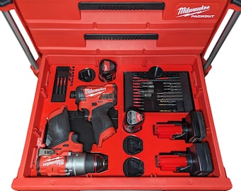 M12 FUEL Drill and Impact Full Drawer Organizer for Milwaukee Packout – Fits 2, 3 and Multi-Depth Drawers – Tools Not Included