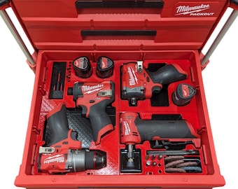 M12 Drill / Impact / Stubby Gen2 / Right Angle Die Grinder Insert Organizer for Milwaukee Packout 3-Drawer (48-22-8443) (TOOLS NOT INCLUDED)