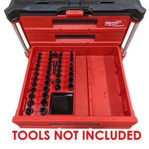 3/8″ Milwaukee Shockwave Impact Socket Insert Organizer for Packout 3-Drawer Tool Box (48-22-8443) (TOOLS NOT INCLUDED)