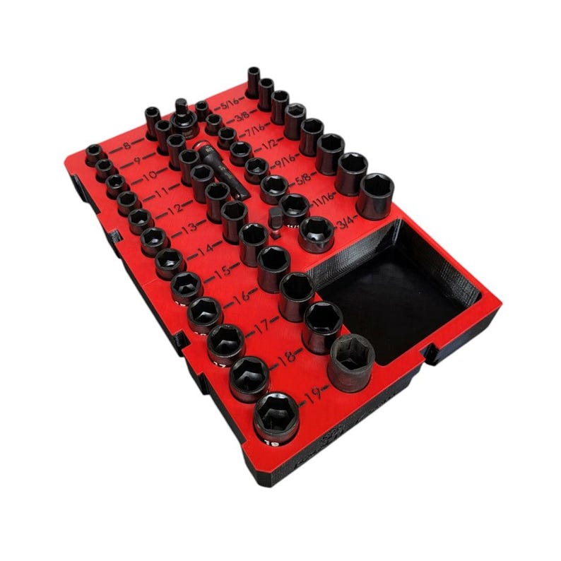3/8" Shockwave Socket Organizer Insert – Fits Milwaukee PACKOUT 2-Drawer, 3-Drawer & Multi-Depth – Half Drawer (Right Side, PETG, Insert Only)